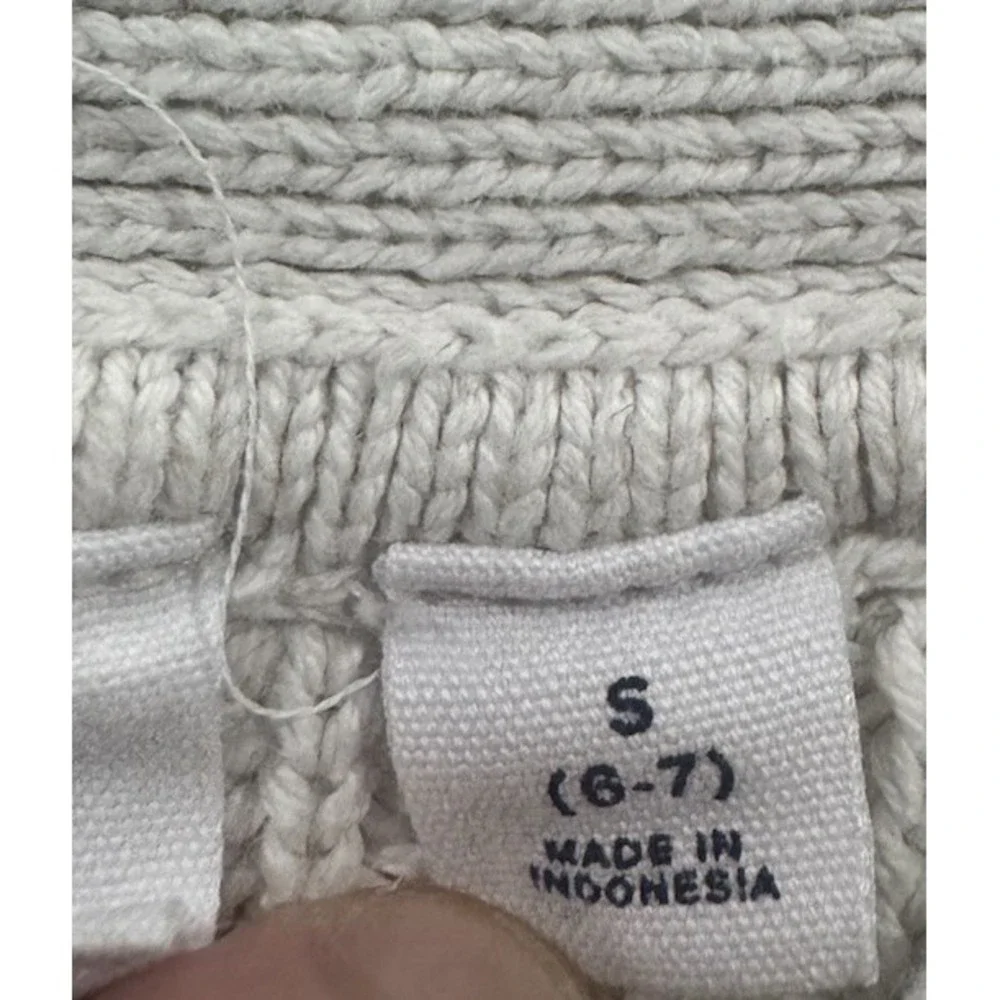 GAP Kids Girls Small 6-7 Ivory Cropped Shaker Knit Button Front Cardigan Sweater